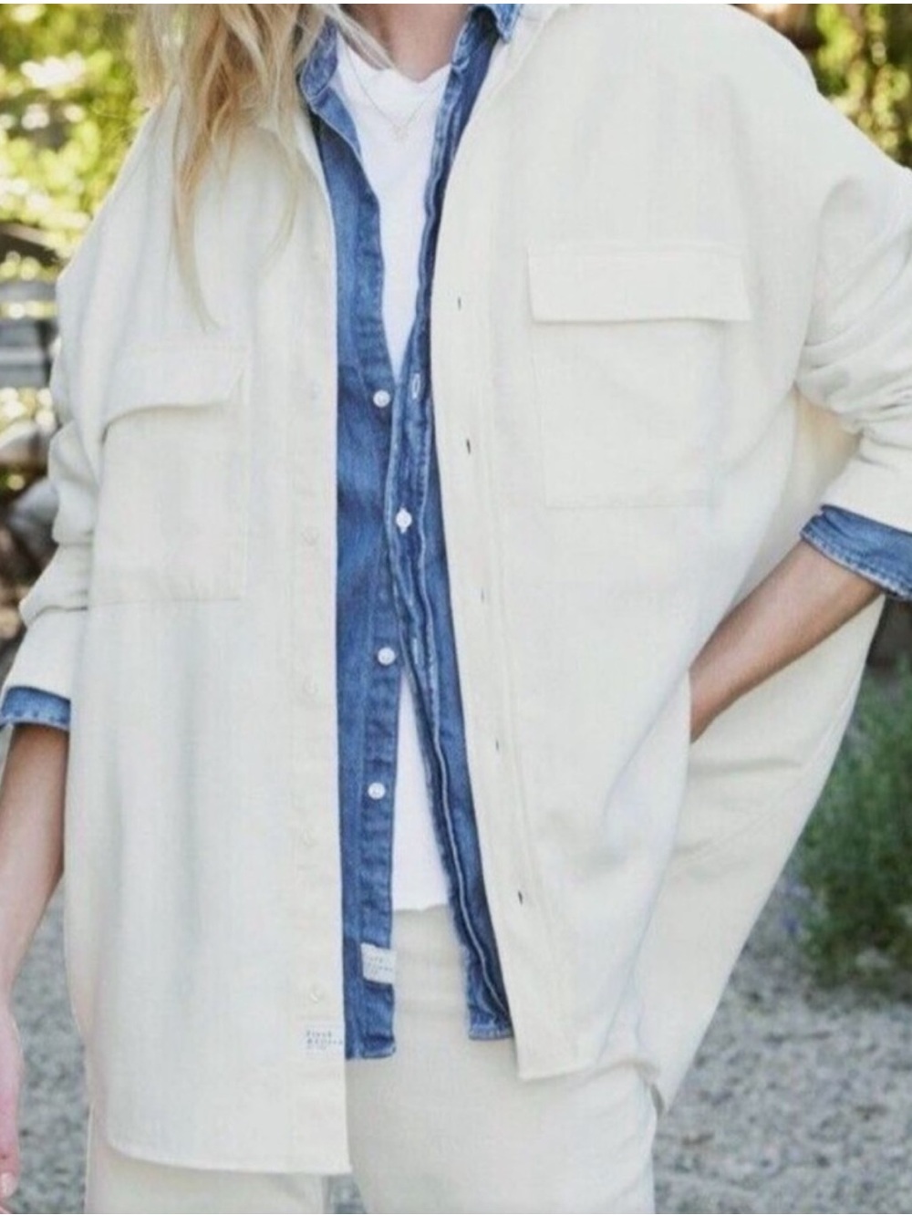 Frank & Eileen McLoghlin Natural Italian Brushed Canvas Shirt Jacket M/L - Picture 5 of 10